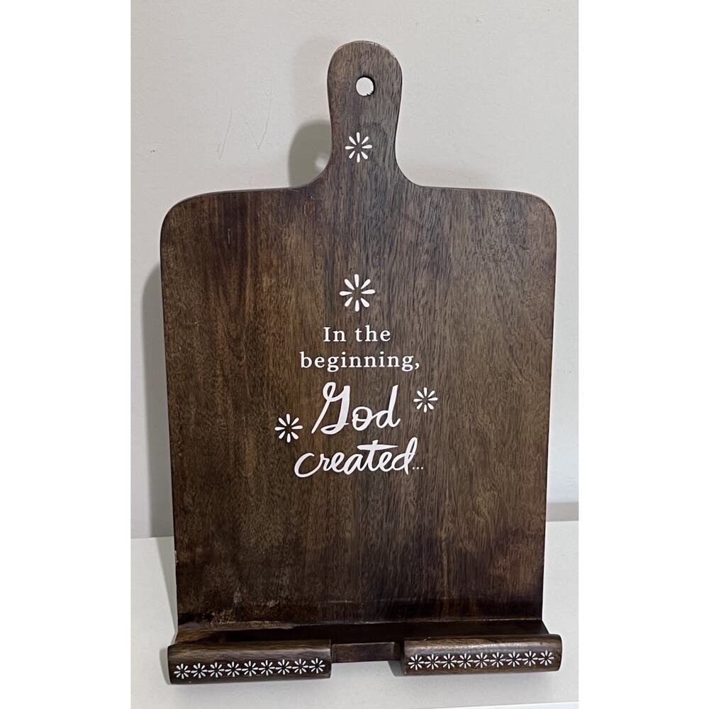 DaySpring Aarti In The Beginning God Created Book Bible Cookbook Wooden Stand